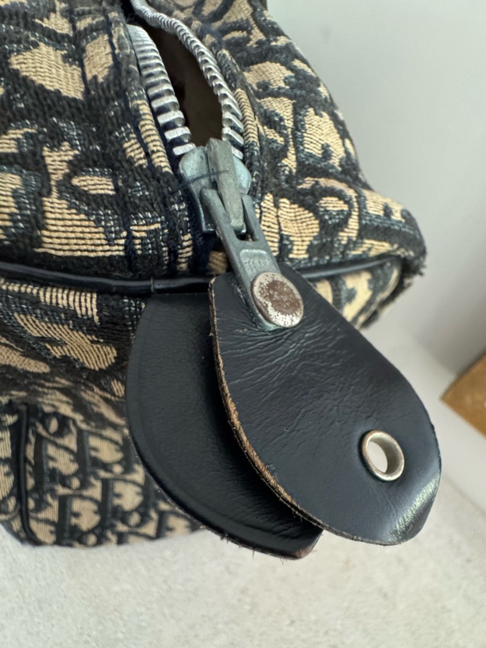 DIOR Vintage Trotter Boston Bag 30cm Navy Jacquard Canvas Navy Leather - Picture 8 of 12